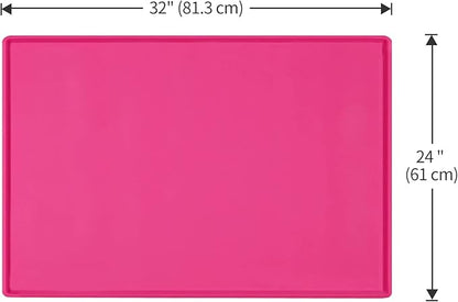 Dog Food Mat,Silicone Waterproof Food Tray,Non Slip Pet Bowl Mats Placemat,1" Raised Edge,Suitable for Most Small and Medium Sized Pets,32" x 24"