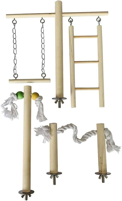 PINVNBY Bird Playground, Wood Parrot Play Gym Stand Perch Bird Cage Accessories for Small and Medium Parakeet Cockatiel Conure Love Birds Finch