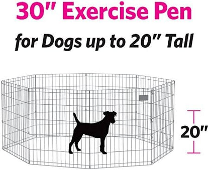 MidWest Homes for Pets Folding Metal Puppy / Dog Exercise Pen, Indoor/Outdoor Playpen with Door, 16 Sq Feet of Play Space, 30-Inches Tall, Gold Zinc