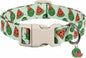 Summer Dog Collar for Medium Dogs, Cute Dog Collar with Watermelon Pattern and Pendant, Green Pet Collar with Soft Cotton Fabric and Robust Buckle