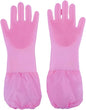 Dog Bathing Gloves - Long-Sleeved Silicone Gloves, High-Density Massage Column Design, Suitable for Bathing, Massaging and Combing Cats and Dogs at Home or in Pet Shops