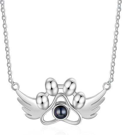 Personalized Cute Dog Cat Paw Name Necklace Forever Love Custom Heart Pendant Pet Name Necklace Gift for Pet Lovers