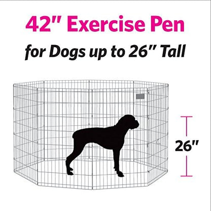 MidWest Homes for Pets Folding Metal Dog Exercise Pen, Indoor/Outdoor Playpen with Door, 16 Sq Feet of Play Space, 42-Inches Tall, Gold Zinc