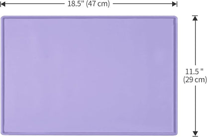 Dog Food Mat,Silicone Waterproof Food Tray,Non Slip Pet Bowl Mats Placemat,0.6" Raised Edge,Suitable for Most Small and Medium Sized Pets,18.5" x 11.5"