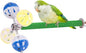 Perch Toy with Rotating Balls Suit for Small and Medium Birds, Budgies, Budgerigars, Parakeets, Parrots, Cockatiels, Parrotlets, Lovebirds, Ringnecks, Conures (Natural Quartz Sands, Green)