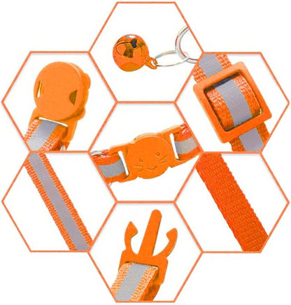 3 Pack Reflective and Breakaway with Bells of Cat Collar，Adjustable from 7.5 to 12.5 Inches, Ideal of Kitten Collar, Suitable for Girls and Boys (Orange/SkyBlue/Pink)