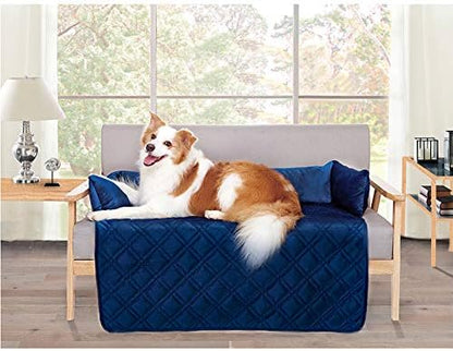 Brilliant Sunshine Premium Calming Dog Bed Mat, Silky Velvet, Removable Washable Cover, Cushion Protector and Couch Covers for Dogs, Pets, Cats, Large, Dark Blue