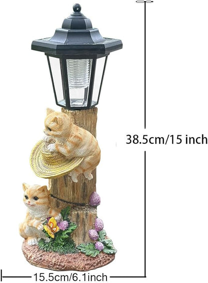 Solar Cat Outdoor Statue, Garden Statue with Lantern Decor, for Patio, Backyard, Lawn Ornament - Unique Warm-Hearted Gift for Women, Moms, Grandmas