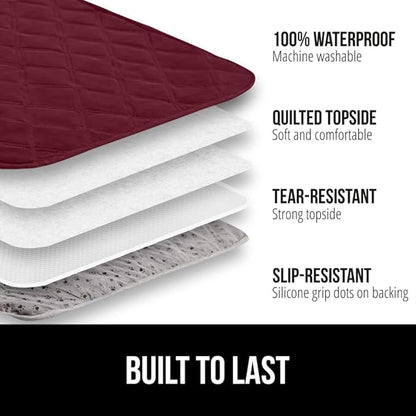 GORILLA GRIP Waterproof Couch Cover for Dogs, Gripped Slip Resistant Backing, Leak Proof Washable Dog Blanket Covers Sofa, Bed, Sectional, Crate, Car, RV Seats, Pet Puppy Essentials, 30x70 Burgandy