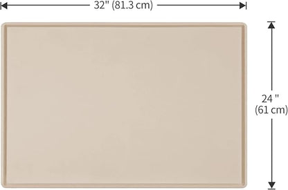Dog Food Mat,Silicone Waterproof Food Tray,Non Slip Pet Bowl Mats Placemat,1" Raised Edge,Suitable for Most Small and Medium Sized Pets,32" x 24"