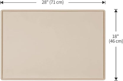 Dog Food Mat,Silicone Waterproof Food Tray,Non Slip Pet Bowl Mats Placemat,0.8" Raised Edge,Suitable for Most Small and Medium Sized Pets,28" x 18"