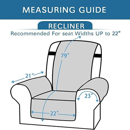 H.VERSAILTEX Reversible Quilted Recliner Covers Water Resistant Furniture Protector for Reclienr Chair with Elastic Straps for Pets Kids Sitting Width Up to 22"(Recliner, Dark Blue/Beige)