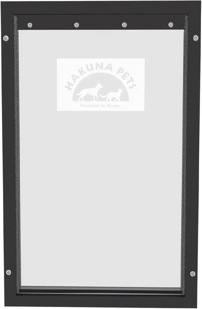 Hakuna Pets Deluxe Aluminum Pet, Cat and Dog Door with 2-Way Locking Panel for Screens, Doors and Walls up to 2.8" Thick, X-Large, Black