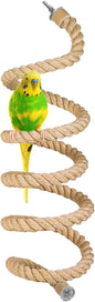 Bird Rope Perch for Parrots,Bird Cage Climbing Rope Toys Accessories,Bendable Climbing,Bendable Natural Jute Boing with Pine Wood and Stainless Steel Mount,Parakeet Lovebirds(4.9 feet Jute)