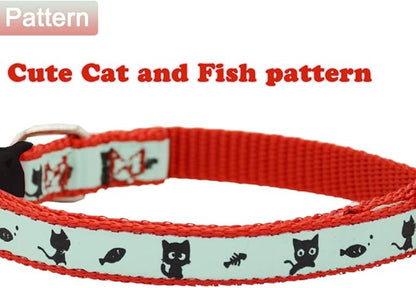 2 Pack Glow in The Dark Cat Collar with Bell Breakaway Safety Cat Puppy Collars with Pendant Red and Green