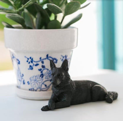 JFSM INC. 6" Black German Shepherd Dog Figurine – Hand-Painted Gift for Dog Lovers, Home Office Decor & Pet Bereavement Gift