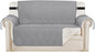 H.VERSAILTEX Reversible Loveseat Cover Furniture Protector Anti-Slip Water Resistant 2" Elastic Straps Couch Covers Pets Fit Sitting Width Up to 54"(Oversized Loveseat: 75" x 98", Light Grey/Beige)