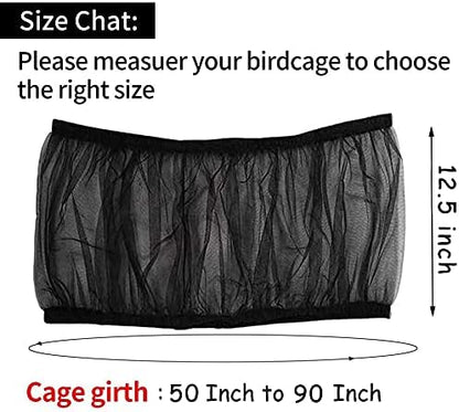 Universal Bird Cage Seed Catcher,Seed Catcher Guard Net Cover,Parrot Nylon Mesh Net Cover,Soft Airy Cage Net Stretchy Skirt for Round Square Cage