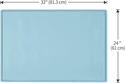 Dog Food Mat,Silicone Waterproof Food Tray,Non Slip Pet Bowl Mats Placemat,1" Raised Edge,Suitable for Most Small and Medium Sized Pets,32" x 24"