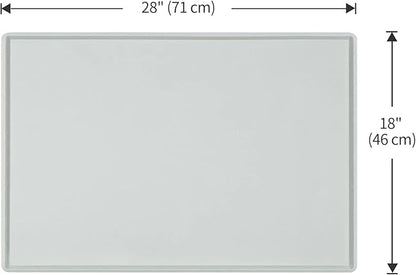 Dog Food Mat,Silicone Waterproof Food Tray,Non Slip Pet Bowl Mats Placemat,0.8" Raised Edge,Suitable for Most Small and Medium Sized Pets,28" x 18"
