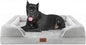 Comfort Expression Orthopedic Dog Bed for Extra Large Dogs 53x42 Inch, Waterproof Egg Crate Foam XXL Pet Bed with Removable Bolsters, Dog Couch with Washable Cover & Non-Slip Bottom, Grey White