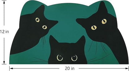 Cat Food Mat - Pet Feeding Mat for Floor, Non-Slip, Waterproof, Super Absorbent, Easy to Clean, Blue, Cat, Dog 12.2''x19.7''