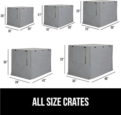 GORILLA GRIP Dog Crate Covers Compatible with Amazon Basics Dog Crates, All Sides Open, Privacy Cover Fits 24" Wire Kennel, Breathable Mesh Windows, Light Reducing Puppy Training Cage Topper, Gray