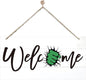 Welcome Sign for Front Door, Welcome Decor Wooden Hanging Sign for Wall Decor, Fist pattern Wall Hanging Signs, Funny Wooden Outdoor Front Door Decoration 13.8X6.9 inches