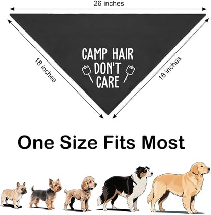 Camp Hair Don't Care Black Dog Bandana, Funny Outdoor Dog Bandana, Puppy Scarf Photo Prop for Outdoor Adventure Hiking Camping Mountain, Gifts for Ranger (Branches)