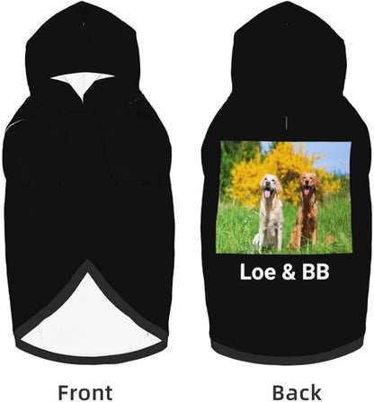 Personalized Dog Hoodie Customized with Name Photo Pet Warm Sweater Hoodie for Medium Large Dogs & Cat Puppy, DarkGreen, XXL