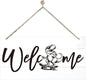 Welcome Sign for Front Door, Welcome Decor Wooden Hanging Sign, Fun and Trendy Dinosaur Wall Hanging Decor, Funny Wooden Outdoor Front Door Decoration 13.8X6.9 inches