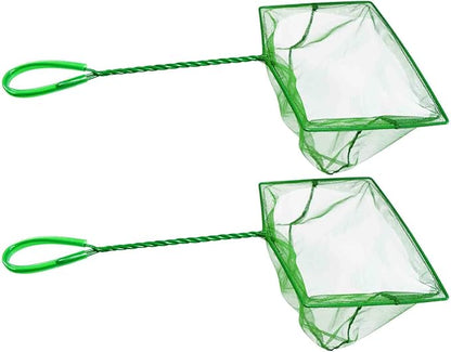 Aquarium Fishing Net Fish Tank Cleaning Tools Fine Mesh Net with Long Handle Green 8 Inch
