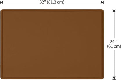 Dog Food Mat,Silicone Waterproof Food Tray,Non Slip Pet Bowl Mats Placemat,1" Raised Edge,Suitable for Most Small and Medium Sized Pets,32" x 24"