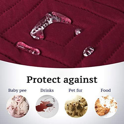 H.VERSAILTEX Reversible Quilted Recliner Covers Water Resistant Furniture Protector for Reclienr Chair with Elastic Straps for Pets Kids Sitting Width Up to 28"(Oversized Recliner, Red/Tan)