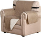 H.VERSAILTEX Reversible Chair Cover Furniture Protector Anti-Slip Couch Cover Water Resistant 2" Elastic Straps Chair Slipcover Pets Fit Sitting Width Up to 21" (Chair:75" x 65", Taupe Brown/Beige)