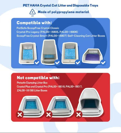 Crystal Cat Litter and Disposable Litter Trays （3 Sets） Compatible with Petsafe Scoop-Free Classic/Legacy/Smart Litter Boxes, Triple Leak Proof Design (3 pcs Blue)