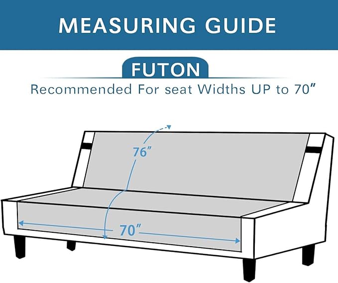 H.VERSAILTEX Futon Cover Reversible Sofa Slipcover Furniture Protector Water Resistant 2 Inch Wide Elastic Strap Futon Sofa Bed Pets Kids Dog Cat Fit Sitting Width Up to 70"(Futon, Taupe Brown/Beige)
