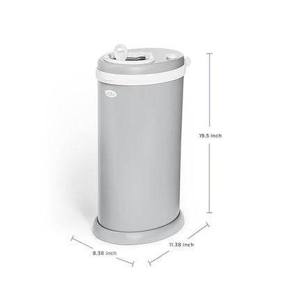 Ubbi Stainless Steel Diaper Pail, Odor Locking, No Special Bag Required, Award-Winning, Registry Must-Have, Gray
