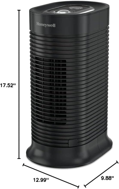Honeywell HPA060 HEPA Tower Air Purifier, Airborne Allergen Reducer for Small Rooms (75 sq ft), Black - Wildlfire/Smoke, Pollen, Pet Dander, and Dust Air Purifier