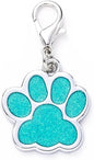 Cute Personalized Pet Name Tags - Glitter Custom Dog/Cat ID Tags, Engraved Paw-Shaped Small: Light Blue