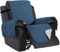 H.VERSAILTEX Reversible Quilted Recliner Covers Water Resistant Furniture Protector for Reclienr Chair with Elastic Straps for Pets Kids Sitting Width Up to 28"(Oversized Recliner, Dark Blue/Beige)