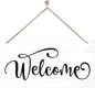 Welcome Sign for Front Door, Welcome Decor Wooden Hanging Sign for Wall Decor, Rustic Funny Wooden Outdoor Front Door Hanging Decoration 13.8X6.9 inches