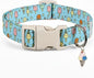 Small Dog Collar, Cute Dog Collar with Ice Cream Print and Charm for Girls Boys Dogs, Adjustable Blue Pet Collar for Small Dogs, Spring Summer Design Collar, S
