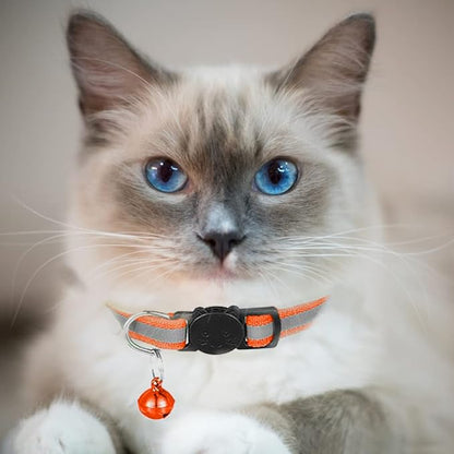 2 Pack Cat Collars Quick Release Reflective Kitten Collar with Bell & Safety Release (Orange)