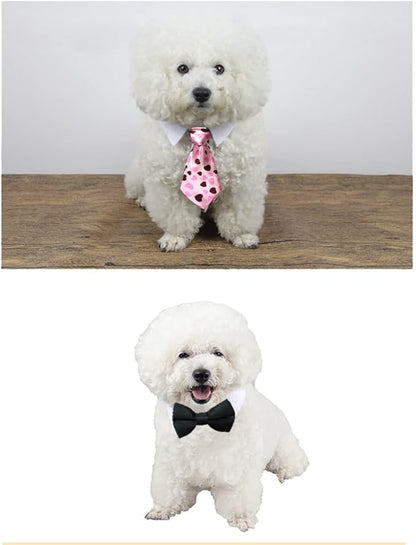 4 Pieces Pets Dog Cat Bowtie Pet Costume Adjustable Formal Necktie Collar for Cats Small Dogs Puppy Grooming Accessories (red/Heart)