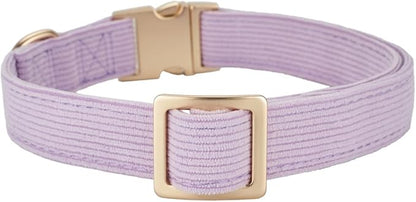 Soft Cotton Dog Collar with Metal Buckle Adjustable Heavy Duty Comfy Corduroy Collars for Small Medium Large Dogs,Lilac,Small