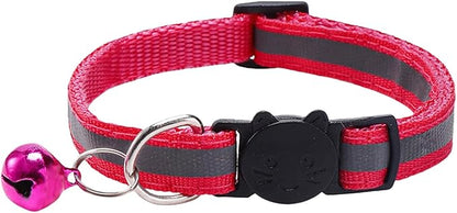 14 Pack Breakaway Cat Collar with Bell, Reflective Kitten Collar for Girl Boy Cats, Safety Buckle Adjustable 7.5-12.5 Inch, 0.4 Inch Width Lightweight, Pet Gifts (Rose)