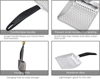 DS. DISTINCTIVE STYLE Cat Litter Scoop Deep Shovel Metal Sifter (Small Round Holes)