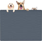 39.4"x29.5" Largest Pet Food Mat, Silicone Dog Mats for Food and Water, Nonslip Pet Feeding Mats for Floors,Dog Cat Bowl Mat with Raised Edges, Gray Blue