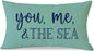 PANDICORN Summer Beach Throw Pillow Cover 12x20 Inch Blue Words You Me and The Sea Ocean Sea Coastal Aqua Outdoor Decorations Lumbar Decorative Cushion Case for Sofa Couch Home Living Room Decor